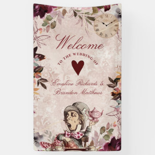 Banderoles Alice au pays des merveilles Élégant mariage Bienv