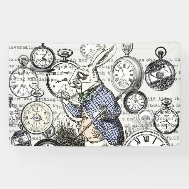 Banderoles Alice de lapin blanc au pays des merveilles (Horizontal)