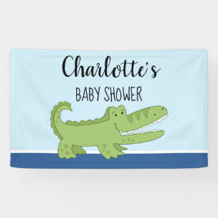 Banderoles Alligator Boy Baby shower Vert Bleu Signal