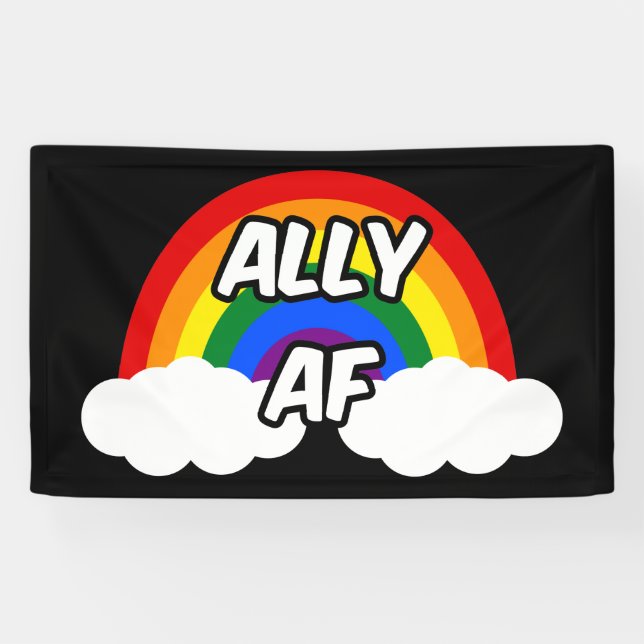 Banderoles Ally AF I - Drapeau LGBTQ Gay Trans Queer Pride (Horizontal)