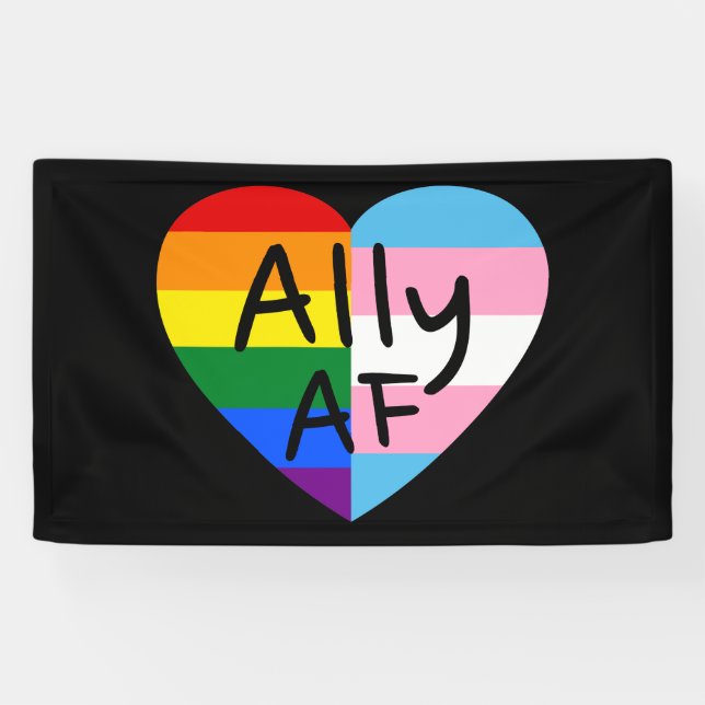 Banderoles Ally AF III - Drapeau LGBTQ Gay Trans Queer Pride (Horizontal)