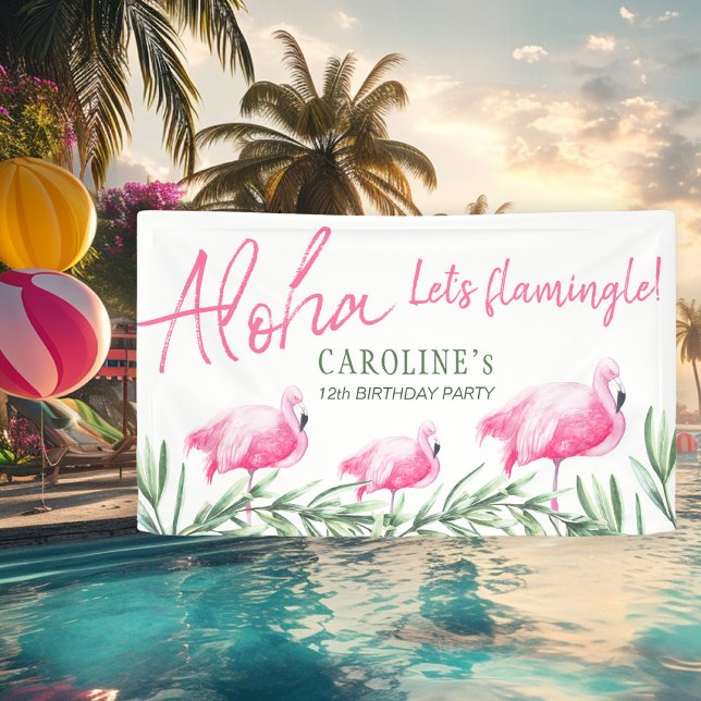 Banderoles Aloha Flamingle signe de fête d'anniversaire tropi (Créateur téléchargé)