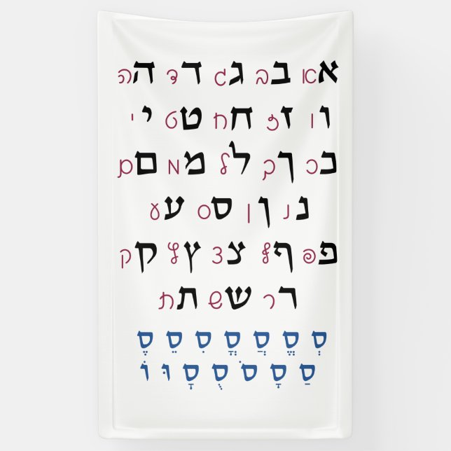 Banderoles Alphabet hébreu avec couleur d'éducation juive Nik (Vertical)