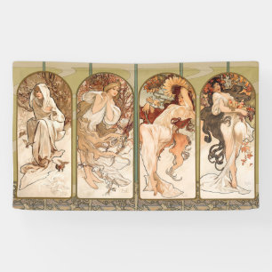 Banderoles Alphonse Mucha Quatre Saisons Panneau Art nouveau