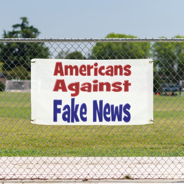 Banderoles American Against Fake News texte rouge bleu (Insitu)