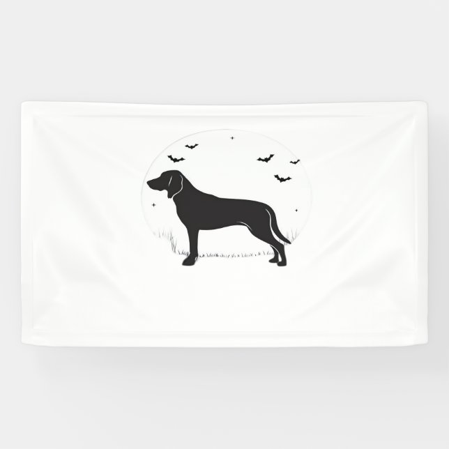 Banderoles American Foxhound Dog - Halloween Moon Silhouette (Horizontal)