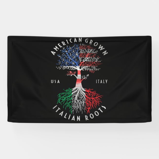 Banderoles American Grown Italian Roots Italy Flag National (Horizontal)