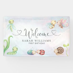 Banderoles Amour Bug Watercolor Girl 1er anniversaire Bienven