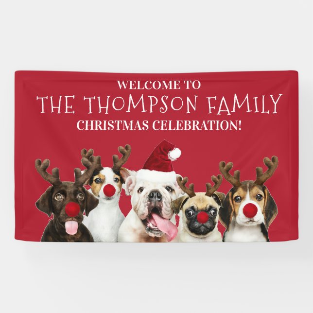 Banderoles Amoureux de chien drôle, Nom de famille, Fête de N (Horizontal)