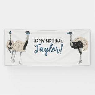 Banderoles Amoureux des oiseaux Emus Party personnalisée