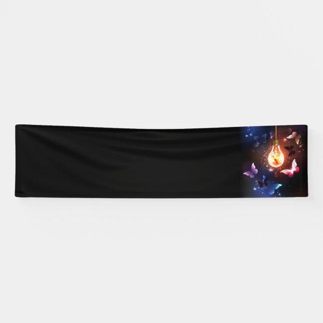 Banderoles Ampoule lumineuse avec papillons nocturnes (Horizontal)
