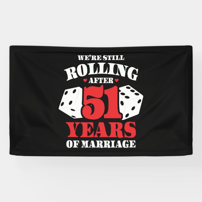 Banderoles Amusant 51ème anniversaire Couples mariés 51 ans (Horizontal)