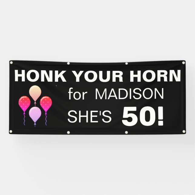 Banderoles Amusant joyeux 50e anniversaire Honk Your Horn en  (Horizontal)