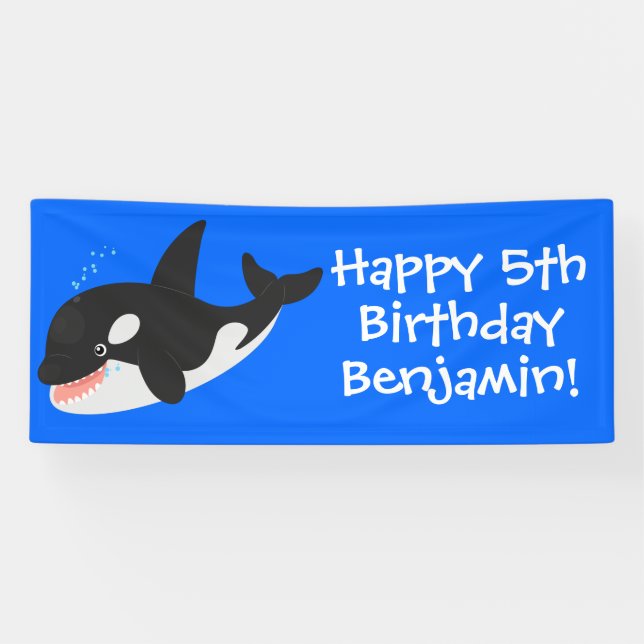 Banderoles Amusante baleine orque mignonne dessin animé (Horizontal)