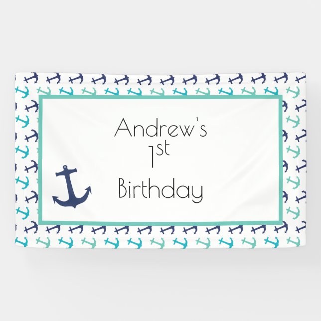 Banderoles Ancre bleue marine (Horizontal)