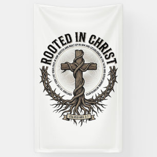 Banderoles Ancré dans le Christ Croix Gravure Vintage Chrétie