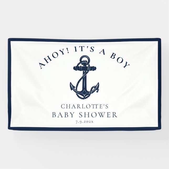 Banderoles Ancre nautique Baby shower de voilier (Horizontal)