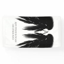 Ange noir ailes Monogramme Vertical