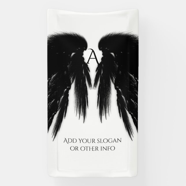 Banderoles Ange noir ailes Monogramme Vertical (Verticale)