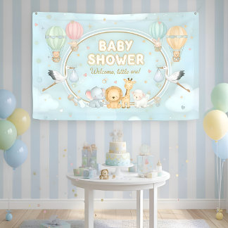 Banderoles Animals Hot Air Balloons Clouds Cute Baby Shower 