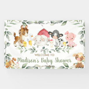 Banderoles Animaux de ferme Baby shower verdoyant Accueil Con