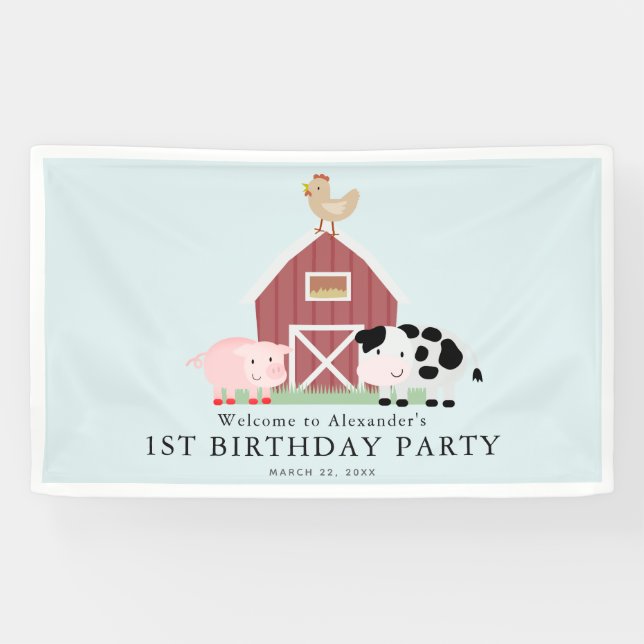 Banderoles Animaux de ferme Barnyard Blue Boy Bienvenue (Horizontal)