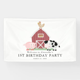 Banderoles Animaux de ferme Barnyard White Anniversaire Bienv