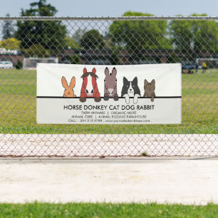 Banderoles Animaux de ferme Cheval Âne Chat Chien Lapin