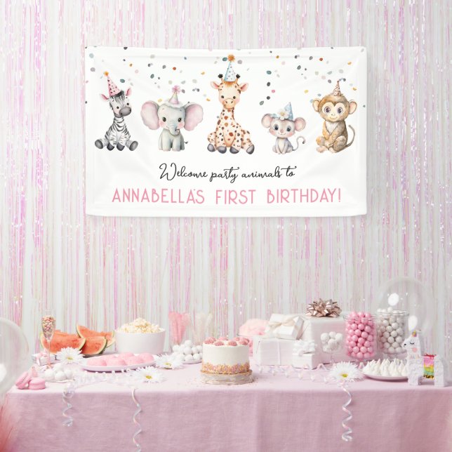 Banderoles Animaux de fête safari fille signe de bienvenue (Fête)