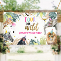 Animaux de fête Safari Girl Quatrième anniversaire