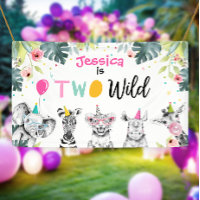 Animaux de fête Safari Girl Two Wild Rose fond B