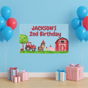 Banderoles Animaux de Tracteur de Barnyard 2e Anniversaire