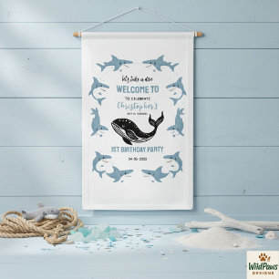 Banderoles Animaux Marins Requin 1er Anniversaire Sous l'Oc