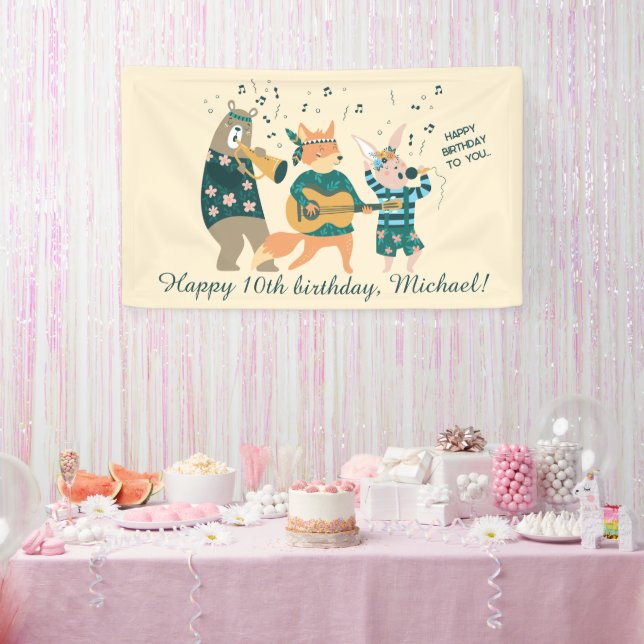 Banderoles Animaux mignons Plié Anniversaire (Fête)