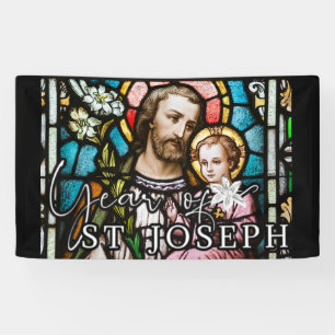 Banderoles Année de Saint-Joseph en verre de verre Jésus reli