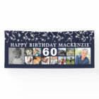 Anniversaire 12 Photo Collage Blue Silver Confetti