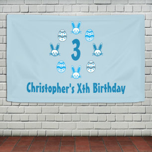 Banderoles Anniversaire 3 ans de Pâques Bleu
