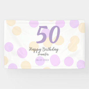 Banderoles anniversaire 50 ans ajouter nom date violet orange