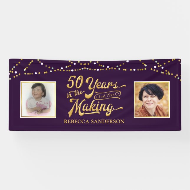 Banderoles Anniversaire 50 ans | Photos Puis & Maintenant | P (Horizontal)