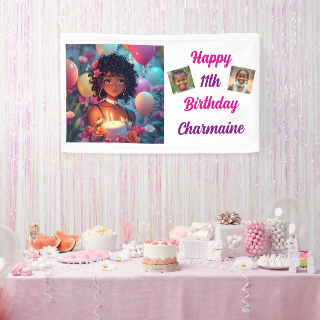 Banderoles Anniversaire Anime Fille Personnalisée (Fête)