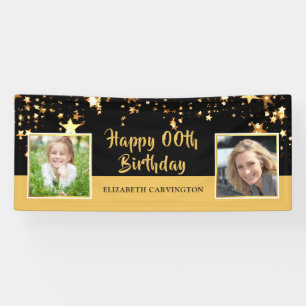 Banderoles Anniversaire Année Black & Editable Gold Photo