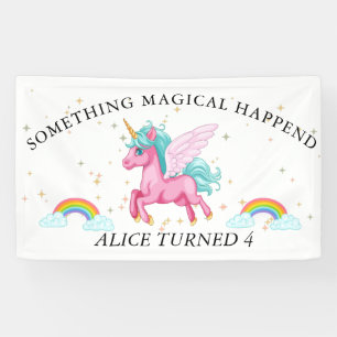 Banderoles Anniversaire Arc-en-Ciel Licorne Rose Magique