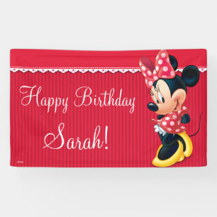 Banderoles Anniversaire blanc et rouge minnie
