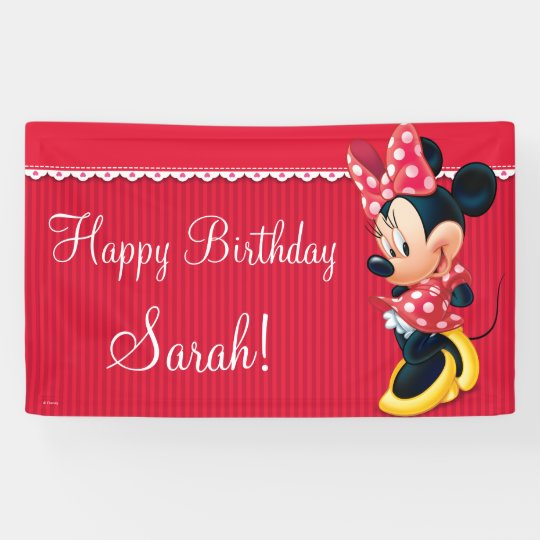 Banderoles Anniversaire Blanc Et Rouge Minnie Zazzle Ca