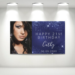Banderoles Anniversaire bleu parties scintillant poussière pe