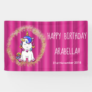 Banderoles Anniversaire coloré de licorne de rose de parties
