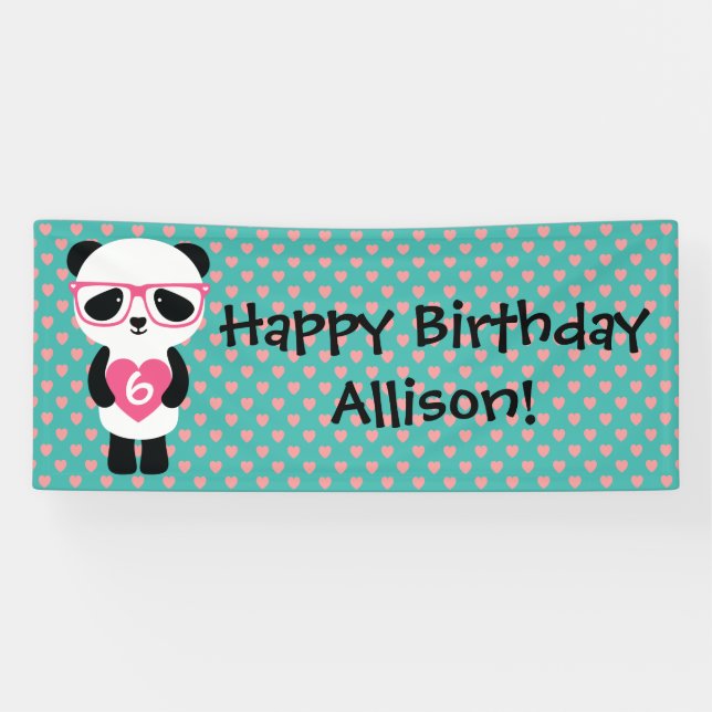 Banderoles Anniversaire de Cute Panda (Horizontal)