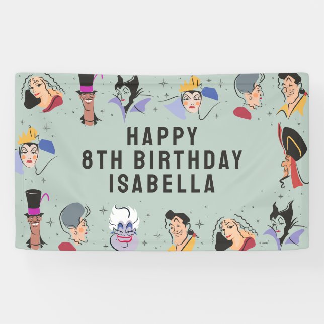 Banderoles Anniversaire de Disney Villains - Sage Green (Horizontal)
