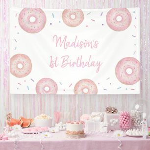 Banderoles Anniversaire de Donut Pastel Rose