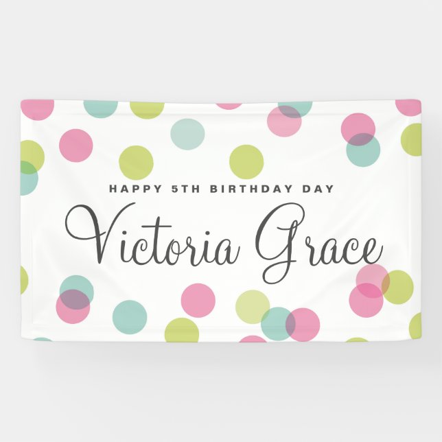 Banderoles Anniversaire de enfant coloré Pastel Confetti Poin (Horizontal)